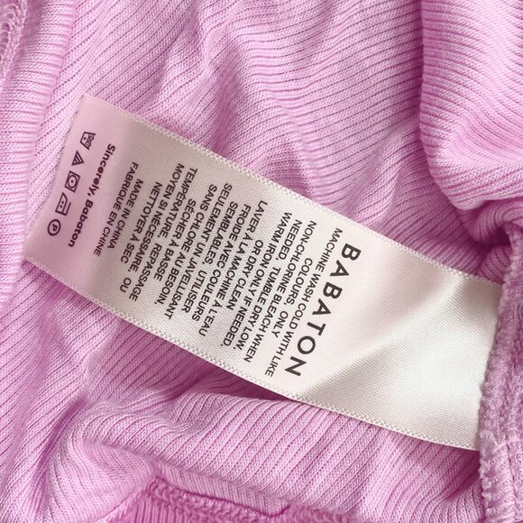 Pink mock-neck ribbed turtleneck sweater t-shirt - Babaton - Picture 2 of 8